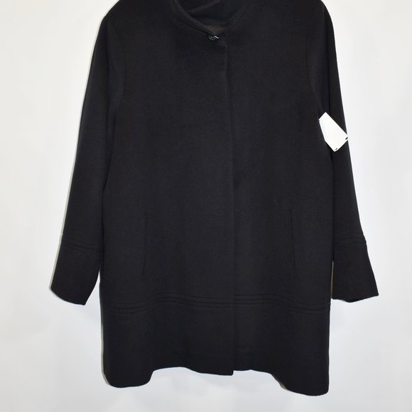 $1100 FLEURETTE FUNNEL NECK 100% WOOL COAT Luxury  PLUS SIZE BLACK 24W - Picture 7 of 7